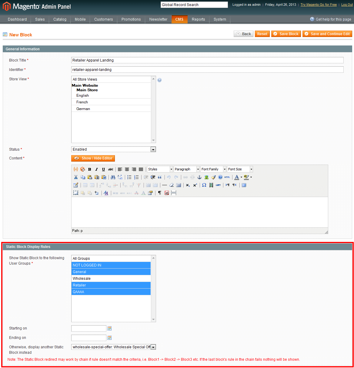 Magento CMS Display Rules | Hide Static Block in Magento | ITORIS